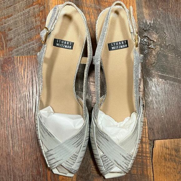 Stuart Weitzman Ivory Peekaboo Slingback Size 9.5 - Picture 4 of 12